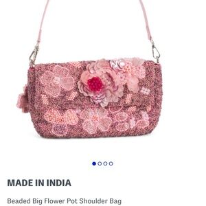 Beaded Pink Floral Shoulder Bag